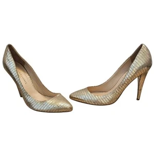 Loeffler Randall Metallic Gold Leather Pointed Toe Heel Pump sz 10 Glam Gala - Picture 1 of 11