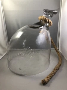 Anthropologie Domed Whale Motifs Glass Cloche With Rope - Picture 1 of 15