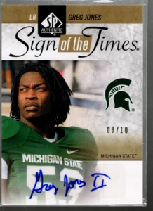 B3818- 2011 SP Authentic Sign Of The Times Gold #STGJ Greg Jones Auto/10 *SAMPLE - Bild 1 von 2