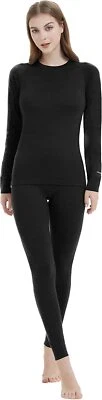 Womens 100% Merino Wool Base Layer Set Winter Thermal Underwear Top Long Johns - Image 1 of 4