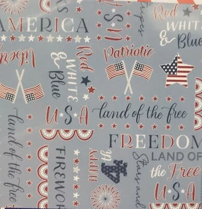 Peva Kitchen Tablecloth,52"x90" Oblong, PATRIOTIC PATCHWORK,LAND OF THE FREE, BL - Picture 1 of 11