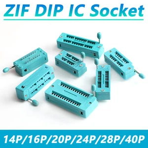 ZIF IC Socket 14, 16, 18, 20, 24, 28, 40 pins Universal Test DIP Connector Green - Picture 1 of 17