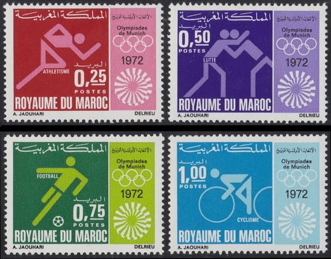 1972 Morocco N°642/645 Games Olympic Munich, Olympic Games MNH Cover