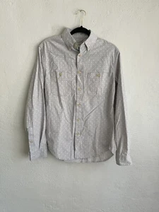 Merona Man Gray/White Poko Dots 100% Cotton Button Down Shirt Size Small - Picture 1 of 6