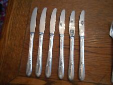 6 Rogers Silverplate 1936 MEADOWBROOK / HEATHER Pattern Grille Knives Oneida5290