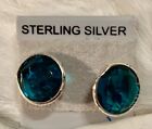 Sterling Silver Cushon Faceted Aqua Crystal Stud Earrings