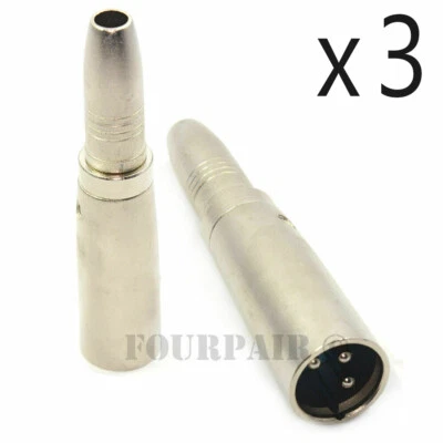 3 Pack - XLR 3-Pin Male to 1/4" 6.35mm Mono Female Jack Audio Cable Mic Adapter - Image 1 of 2