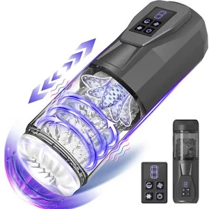Male Masturbator Thrusting Rotating Vibrating Penis Pump Pocket Pussy Lubricants - Picture 1 of 6