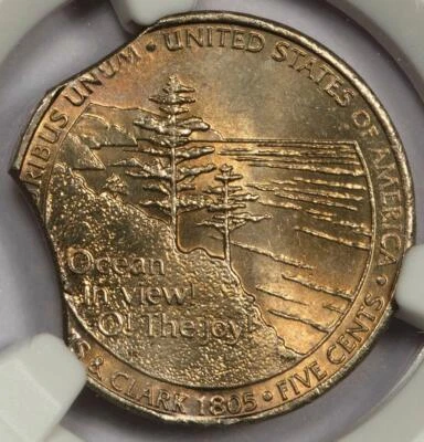 2005 NGC MS64 Double Clips Ocean In View Nickel Mint Error Rainbow Toned Colors - Image 1 of 4