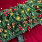 9Ft Artificial Christmas Garland with 24 Pine Cones and 24 Red Berries  Indoor