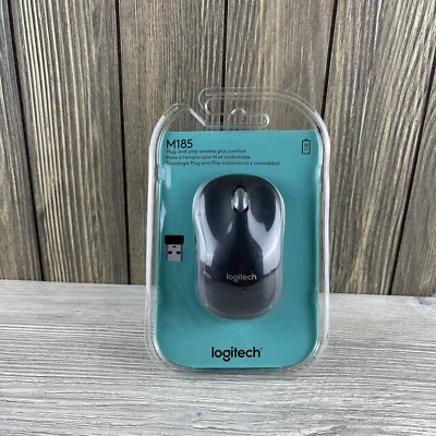 Logitech M185 Wireless Optical Mouse Grey with Receiver Dongle - Image 1 of 4