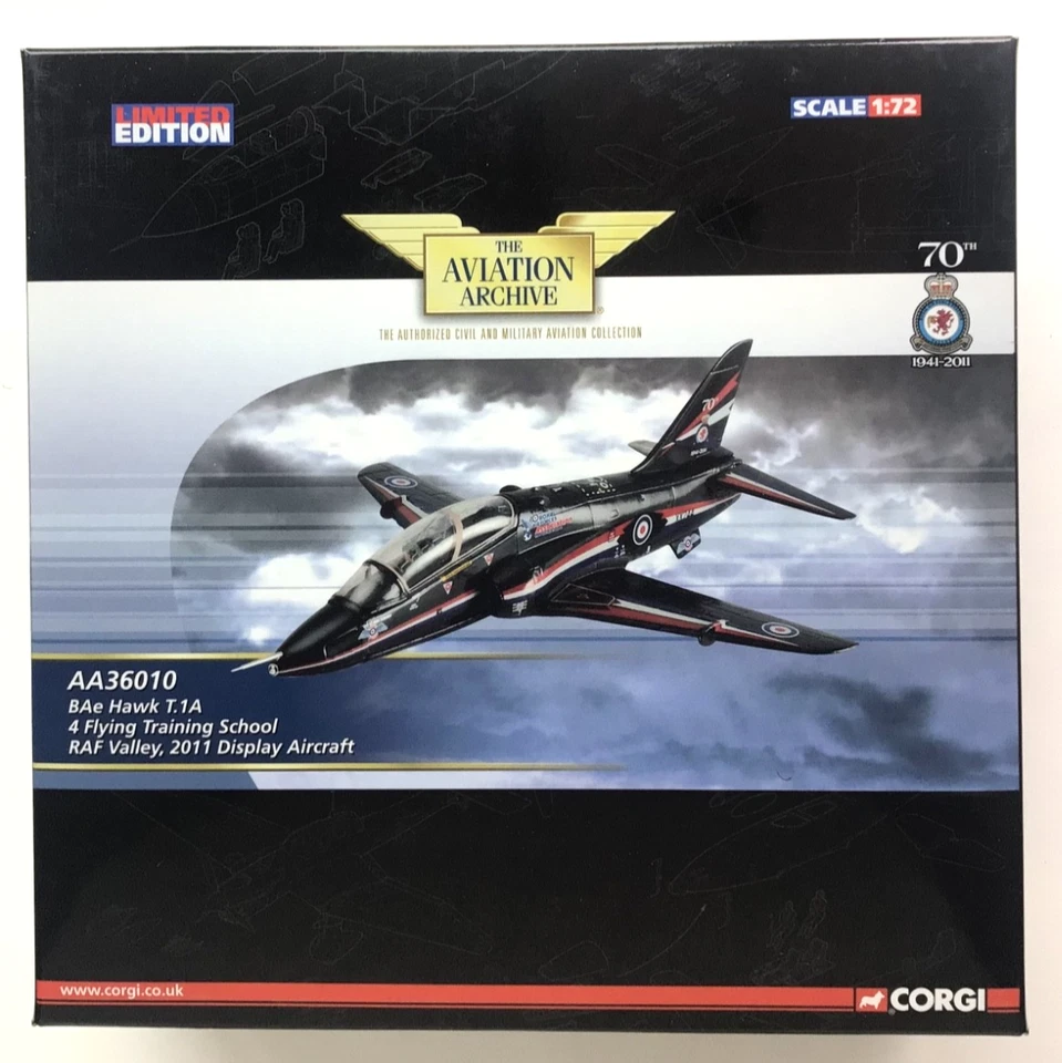 Escuela de entrenamiento de vuelo Corgi AA36010 1:72 BAe Hawk T.1A RAF Valley 2011 edición limitada Foto 1 de 4