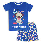 Personalised Kids Boys Short Cotton Pyjama Set Jammies Pjs Sleepwear Night Dress