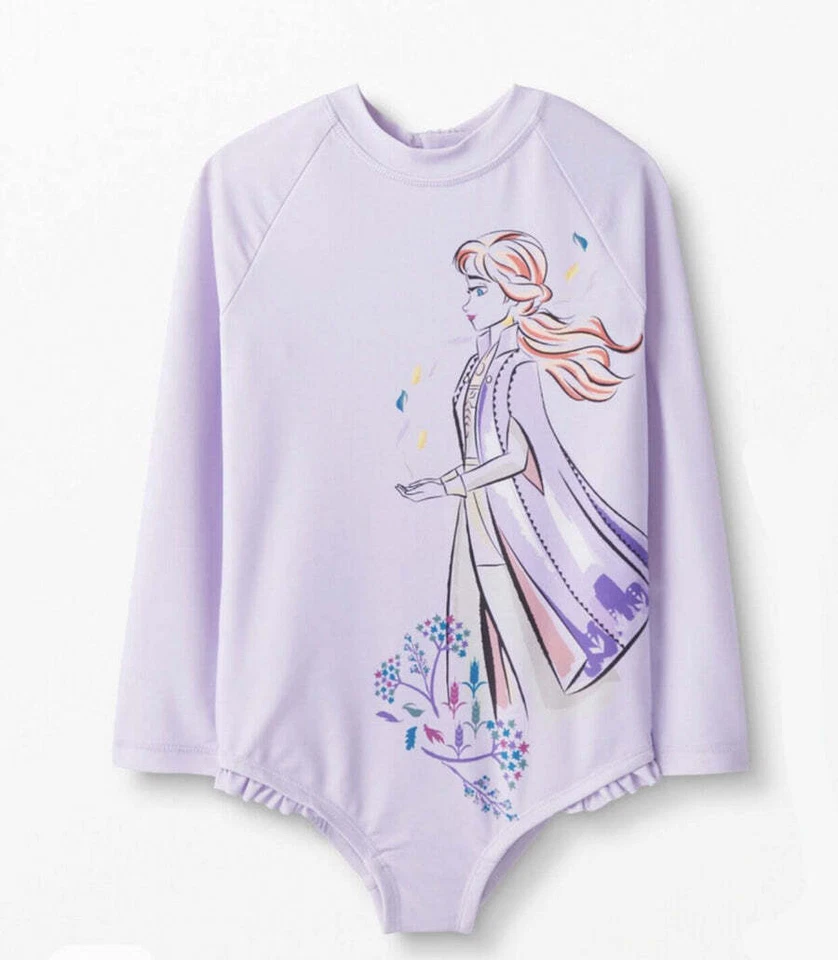 Купальник для девочки Hanna Andersson с длинным рукавом с принтом Rash Guard - фиолетовый/Anna - Изображение 1 из 1