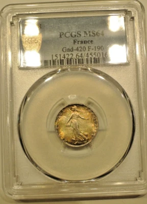 50 CENTIMES  SILVER 1898  PCGS MS 64 - Image 1 of 2