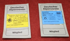2x AUSWEIS Mitglied DAV Deutscher Alpenverein 90 iger Jahre - Picture 1 of 5