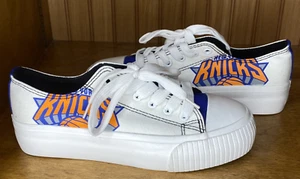 New York Knicks Sneakers Shoes Womens 7 Licensed White Canvas FOCO New - Picture 1 of 15