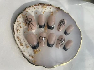 đŸ”¥Custom Gel Press on Nails fake nails Handmade 10 pc set LARGE Nails W Kit - Picture 1 of 8