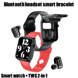 Smart Watch Bluetooth Headset Wireless Earphones Two in One Call Music Sport IOS - Picture 1 of 23