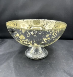 Gold & Silver Mercury Glass Footed Bowl Holiday Christmas Centerpiece - Picture 1 of 6