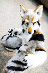 Husky Dog Fox Mascot Costume Long Fur Furry Costume Wolf Cosplay Fursuit New - Picture 1 of 3