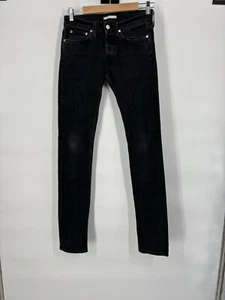Helmut Lang Womens Slim Straight Jeans 26X34 Black Designer Grunge Rocker Italy - Picture 1 of 10