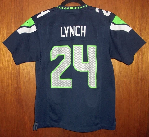 Nike Marshawn Lynch Seattle Seahawks Football Jersey Youth M 10/12 Blue Home Cover