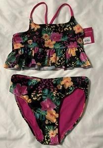 New Girls Tropical Ruffle Tankini 2 Piece UV Protection Swimsuit Size 10 NWT - Picture 1 of 20