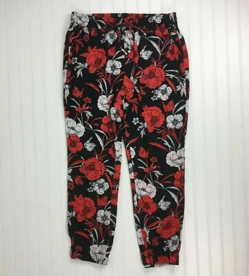 i Jeans by Buffalo  Asian Poppy Jogger Pants Womens XL NEW Pockets Floral - Image 1 of 4