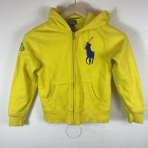 Polo Ralph Lauren Kids Size 8 Hoodie Full Zip Big Pony Sweatshirt Yellow Full - Picture 1 of 10