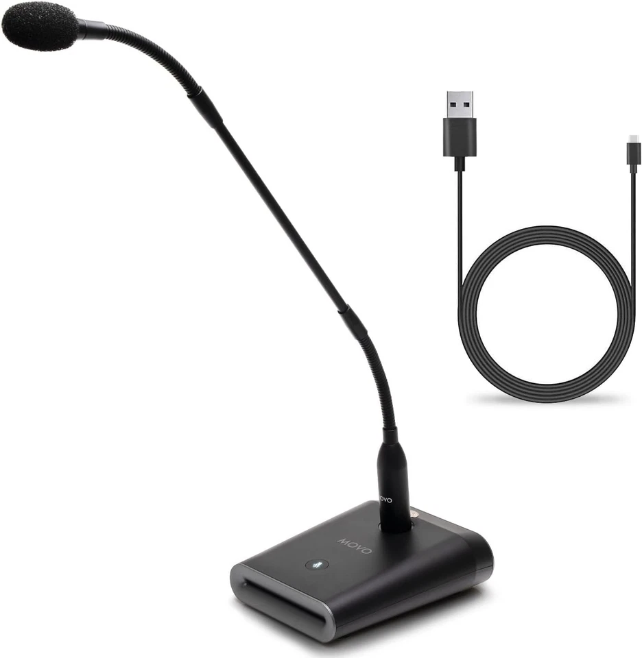 Movo GM-5 Professional 18-inch Gooseneck Microphone with USB Interface Stand