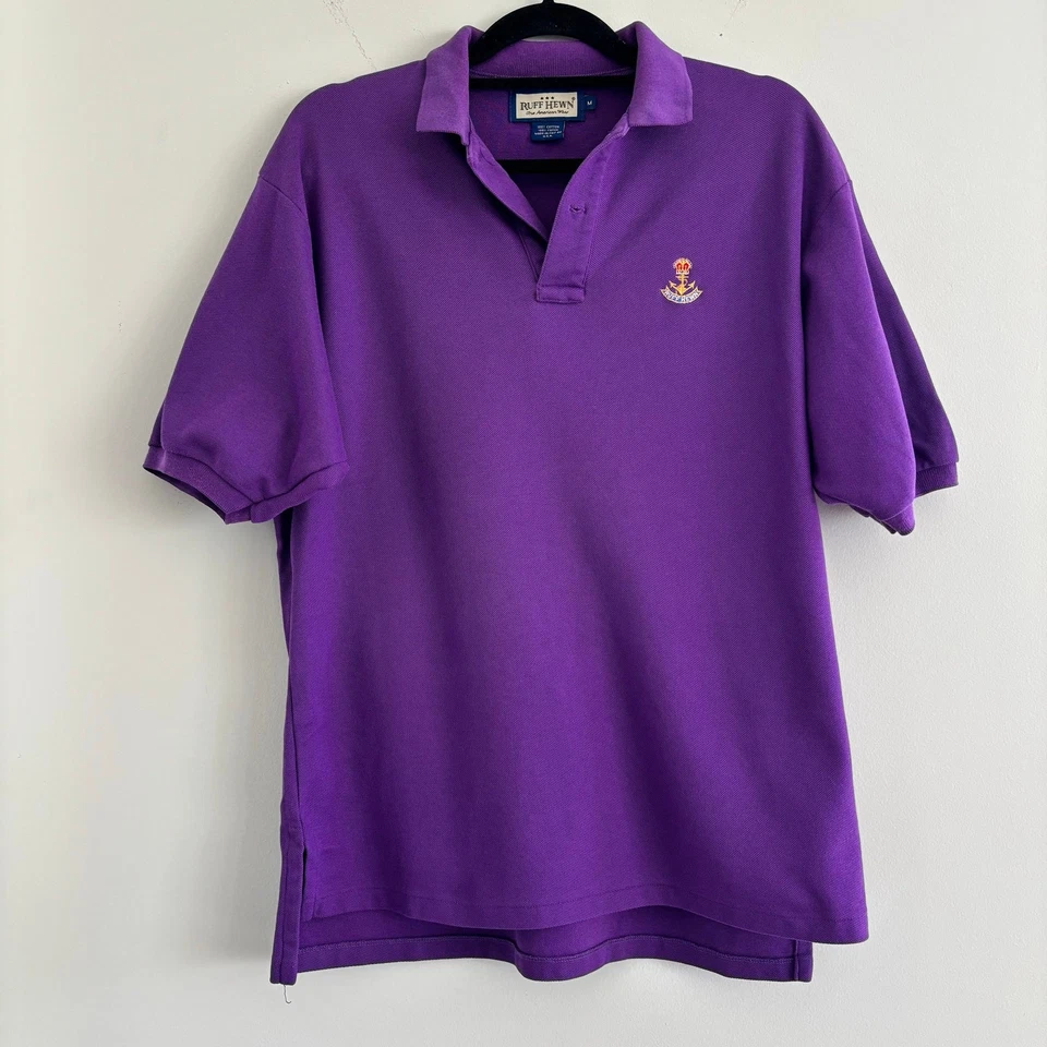 Ruff Hewn Mens Polo Size Medium Purple Vintage Short Sleeve 100% Cotton USA - Image 1 of 4