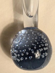 Vintage MCM Blue Hand Blown Art Glass Bud Vase Bullicante Base 9½" - Picture 1 of 11