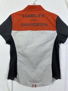 Camisa Harley Davidson Mujer Bar Shield Logo Bloque de Color Cremallera Completa Elastizada Paseo L - Imagen 1 de 13