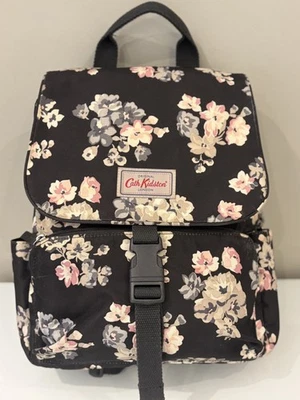 Cath Kidston Vintage Black Floral Buckle Backpack + Laptop Section EXCELLENT - Image 1 of 4