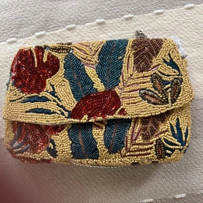 Bolso TikTok Viral Azul Con Hojas Rojas NUEVO CON ETIQUETAS INDIA LO ÚLTIMO Regalo Boda Foto 1 de 4