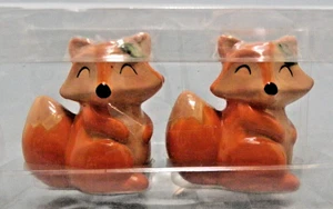 Salt & Pepper Shakers Smiling Fox Foxes Orange Ceramic 3" New - Picture 1 of 6