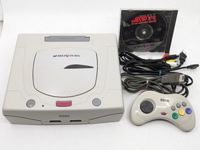 Sega Saturn White HST-3220 NTSC-J Japan Tested w/  Nissan GT Over Drivin' R