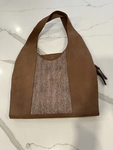 Stuart Weitzman Brown Suede Shoulder Bag with 3 Compartments (middle zip/2 side) - Picture 1 of 12