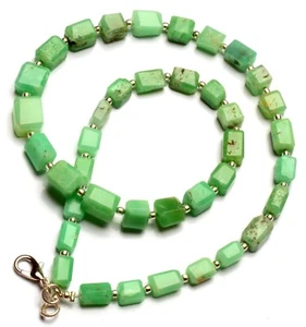 Natural Chrysoprase Gemstone 6 to 10 mm Size Faceted Nugget Beads 16" Necklace - Picture 1 of 8