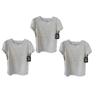 3-PK Girls' LRG (10/12) S/S Shirts, Gray, Lettuce Frill Hems - art class (3-PK) - Picture 1 of 5