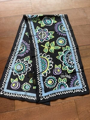 Bob Mackie Wearable Art Floral Silk Scarf Rectangle | Oblong | 9.75” W 37"L - Image 1 of 4