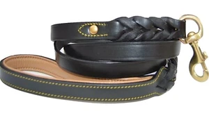 Shwann Heavy Duty Leather Braided Dog Leash, Black 6ft x 3/4 " Pet Control lead - Picture 1 of 9