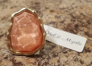 Ethel & Myrtle Peach & Gold Tone Fashion Stretch Band Ring NWT RARE 🔥 7-8 SIZE - Picture 1 of 23