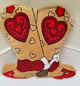 Figi  Funky Retro Plush Velour Embroidered Cowgirl Boots Pillow 