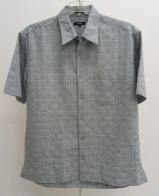 Мужская рубашка Alfani на пуговицах синяя с коротким рукавом повседневный карман размер большой - Изображение 1 из 4