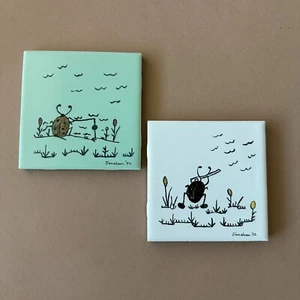 De colección 2 Posavasos de Azulejos Cerámicos Ladybug Humor 4.25" Respaldo de Fieltro, Pesca Caza - Imagen 1 de 8