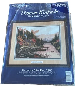 New Cross Stitch Thomas Kinkade The End of a Perfect Day 50897 14"x11" VTG - Picture 1 of 4