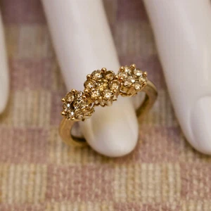 ESTATE 10K YELLOW GOLD ONE CARAT NATURAL MINED COGNAC DIAMOND RING (size 7.25) - Picture 1 of 8