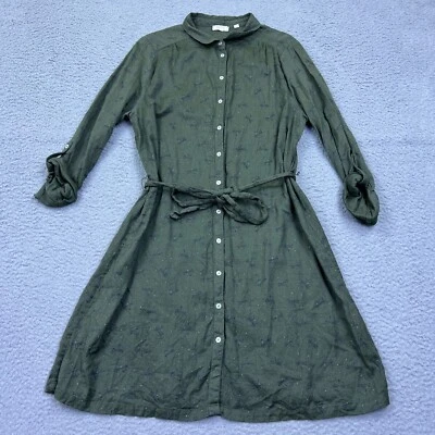 Vestido Fat Face con botones talla 12 verde cuello midi corbata manga larga lengüeta enrollable Foto 1 de 4